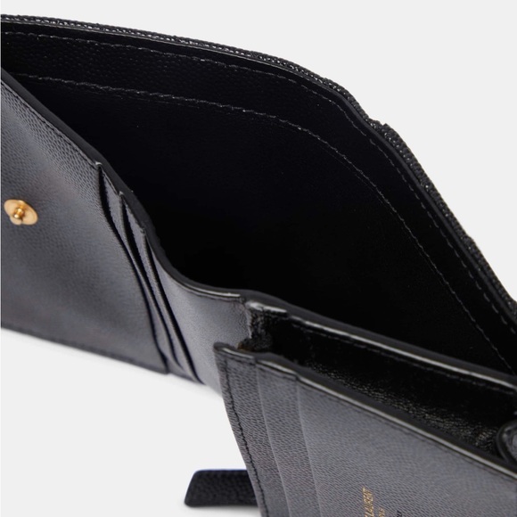 Yves Saint Laurent Black Textured Wallet with Gold Logo - Picture 3 of 8
